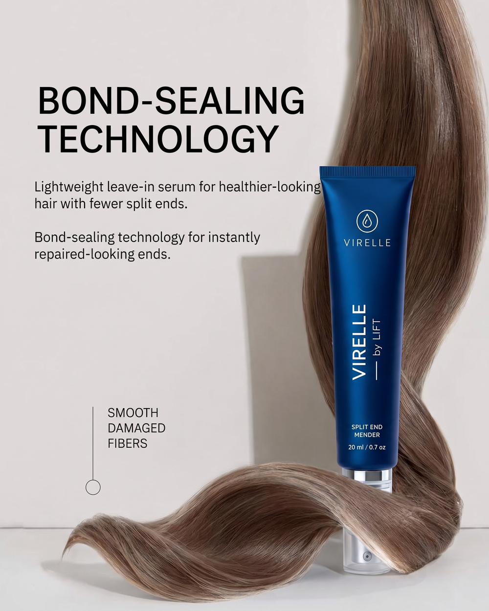 A single strand of hair showing a split end held closed